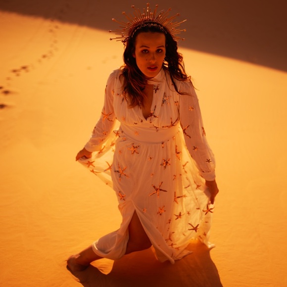 🆕 Sequin Beach Star Sheer Summer Maxi Dress S:Sm - Picture 8 of 9